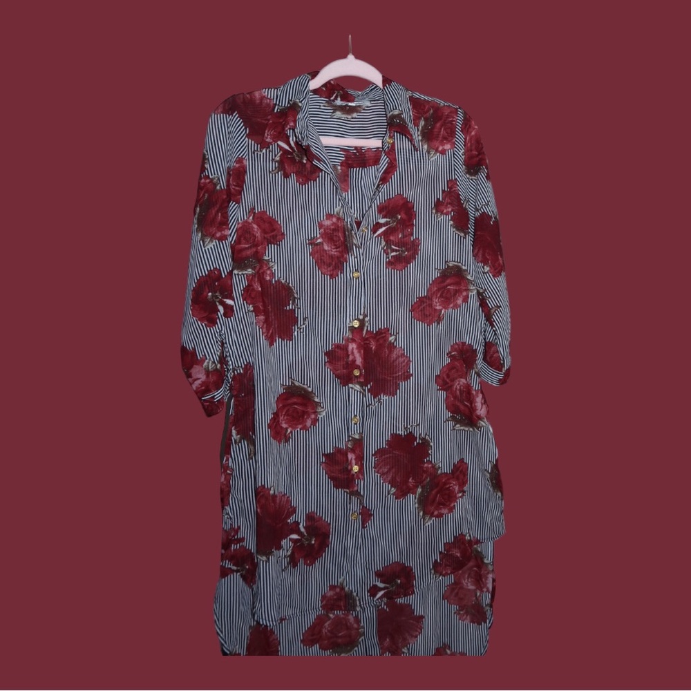 Speed Limit 98 Floral Print Long Sleeve Blouse